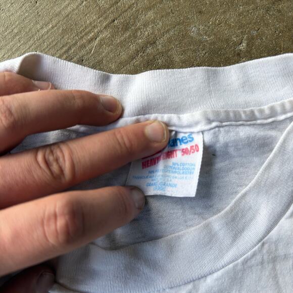 VINTAGE 90S EVERGREEN TOWN RACE T-SHIRT SINGLE STITCH RETRO GRAPHIC MENS LARGE - Picture 5 of 6